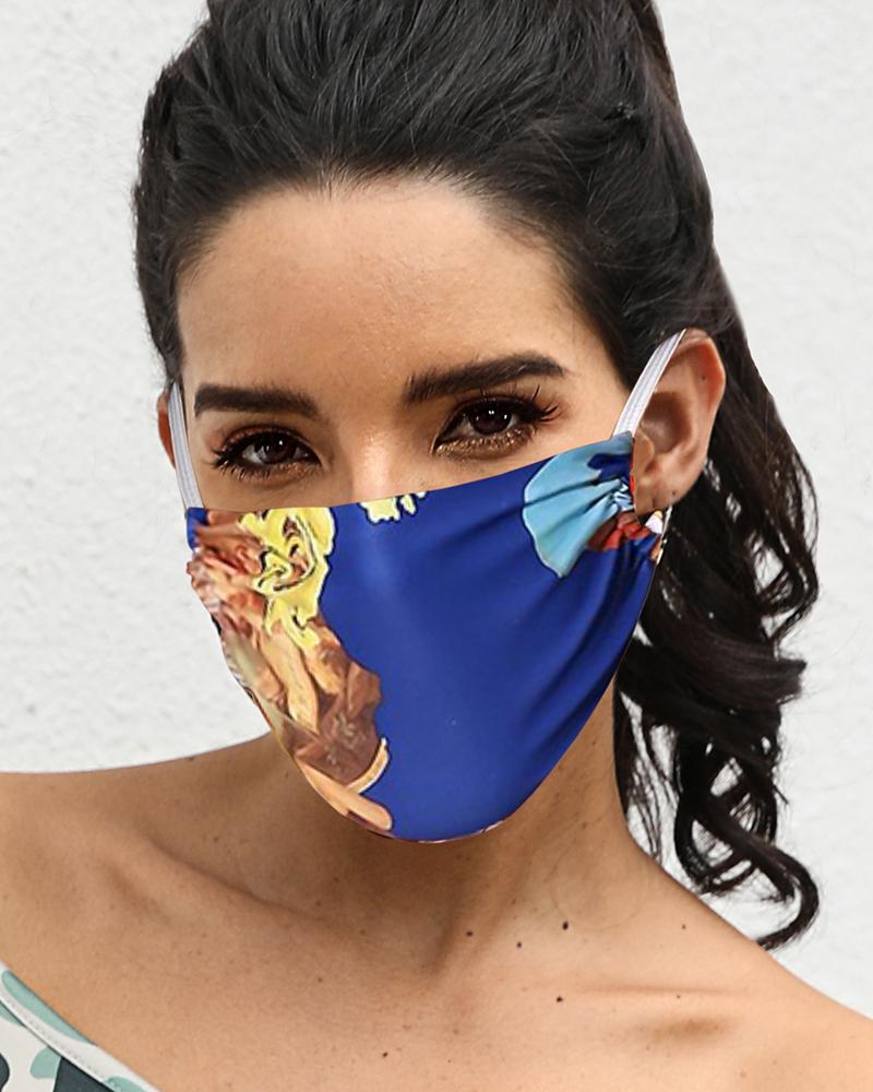 

Print Breathable Mouth M .a. s. k Washable And Reusable, Blue