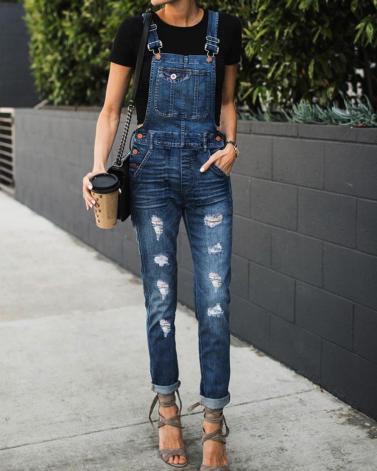 denim distressed jumpsuit