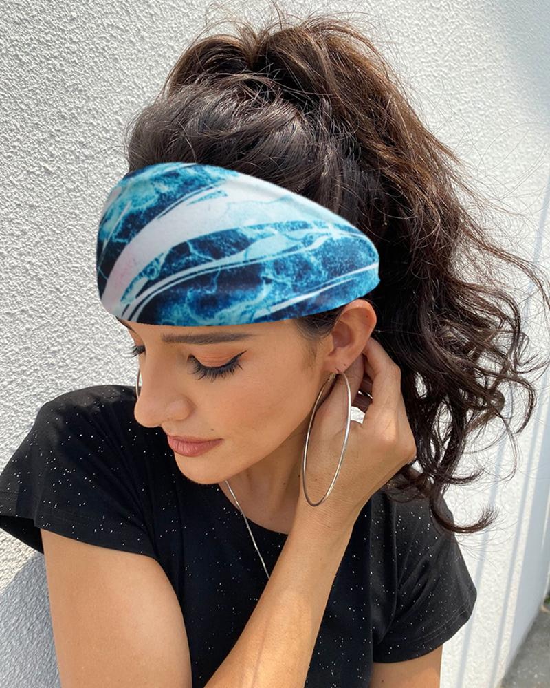 

Print Yoga Running Headwraps Hair Band, Blue