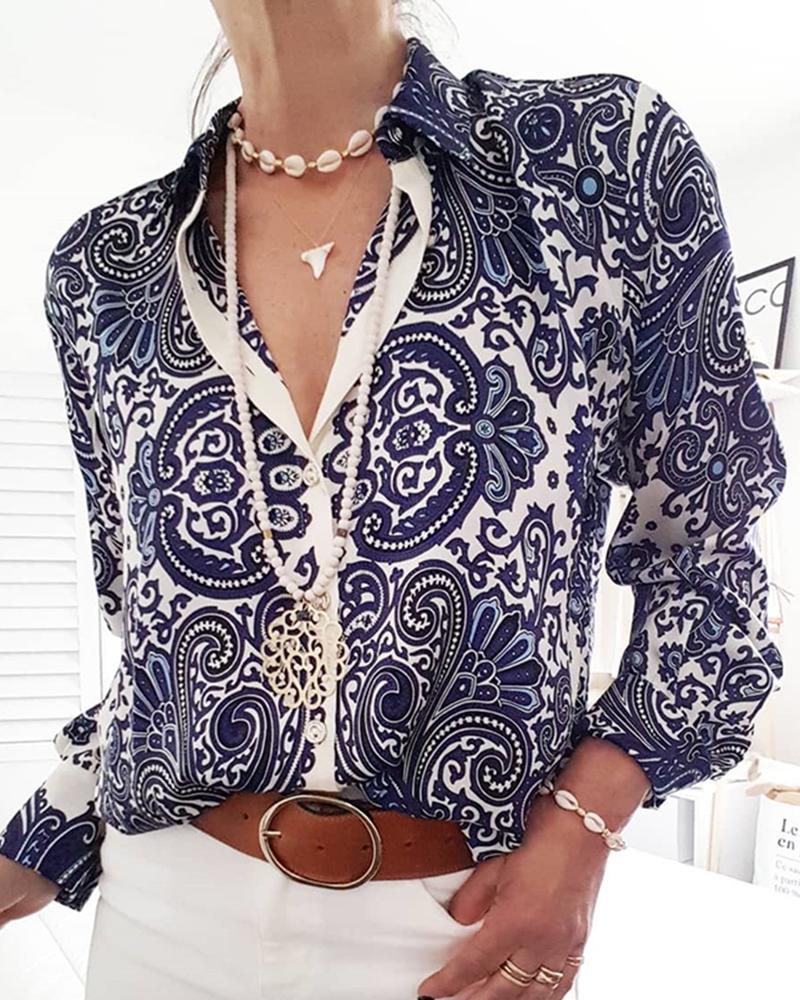 Regular Fit Long Sleeve Shirt - Floral Paisley