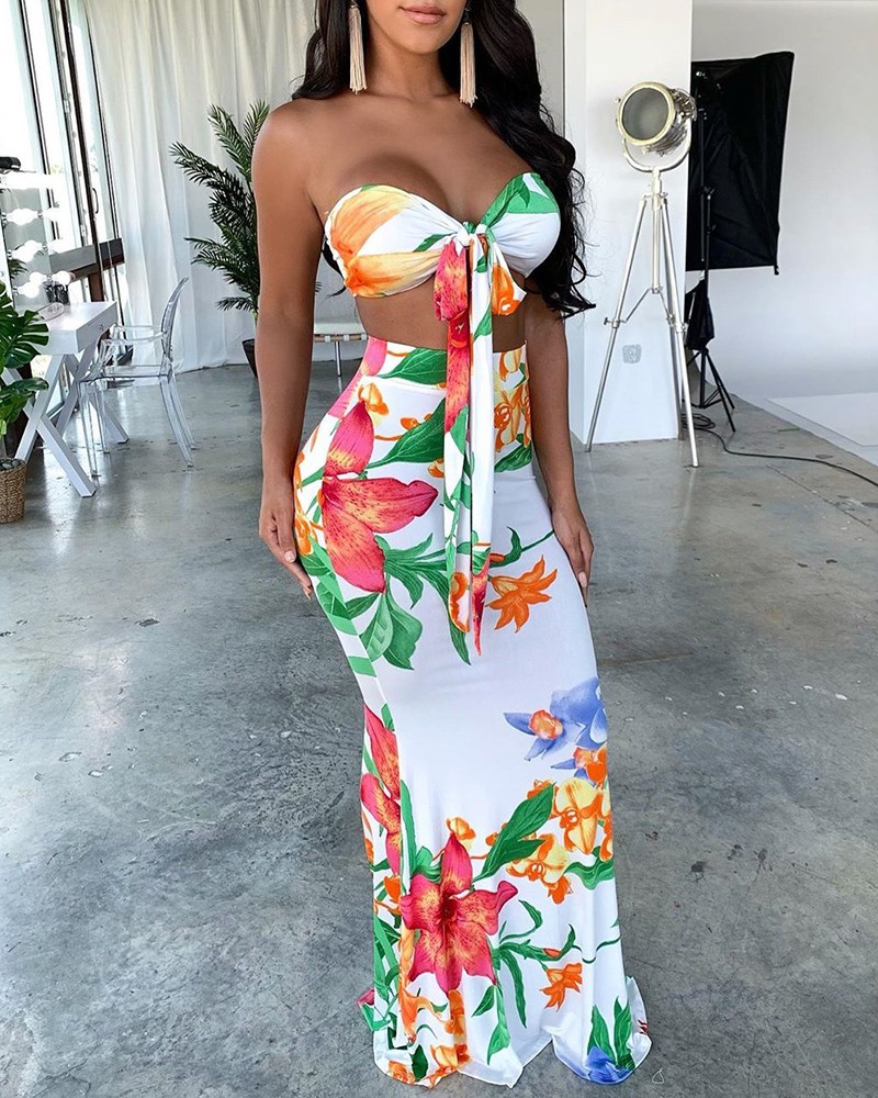 tube top and maxi skirt set