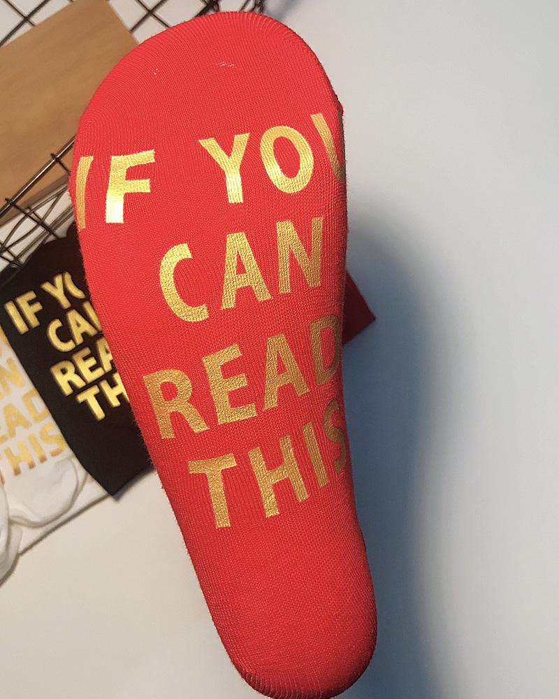

1Pair Letter Print Socks, Red
