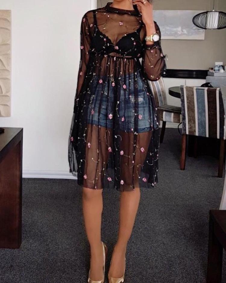 black sheer cover up dress