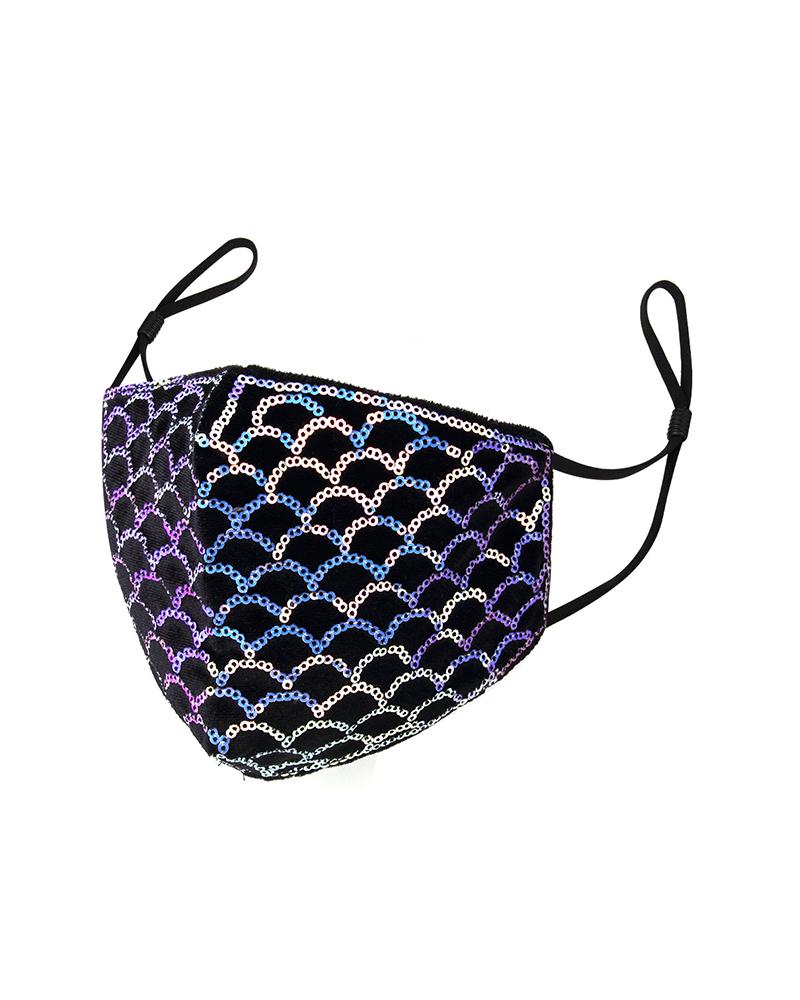 

Sequins Washable Face Mask, White