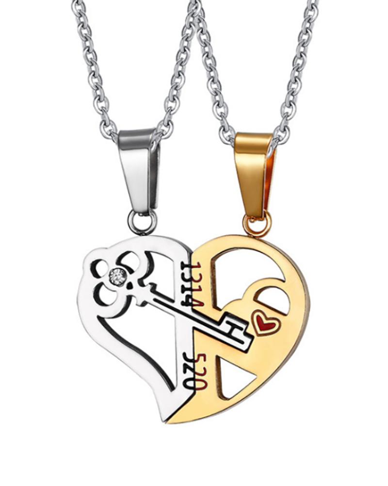 

Valentine's Day Key to Love Matching Half Heart Necklace, Yellow