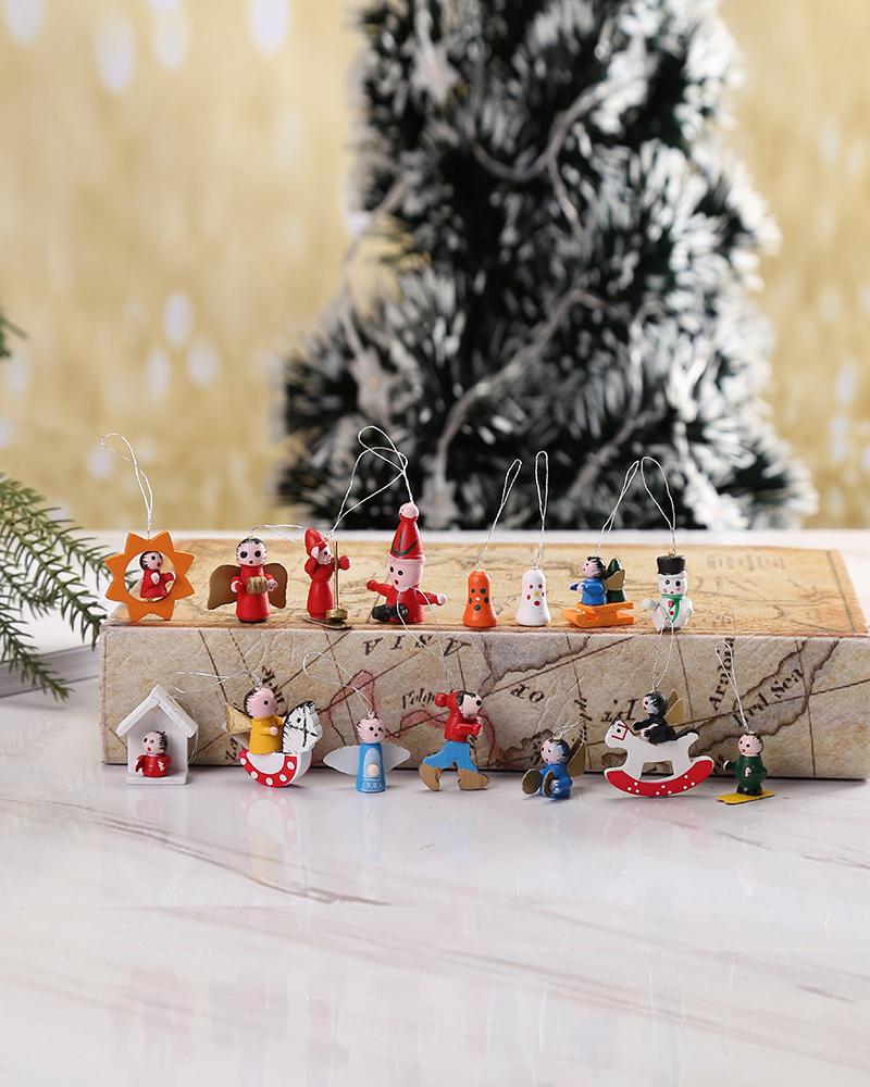 

48 Small Wooden Ornaments Christmas Tree Decorate, Red