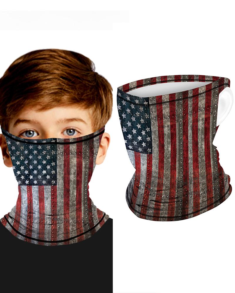 

Flag Print Breathable Ear Loop Face Bandana Headwrap For Children, Red