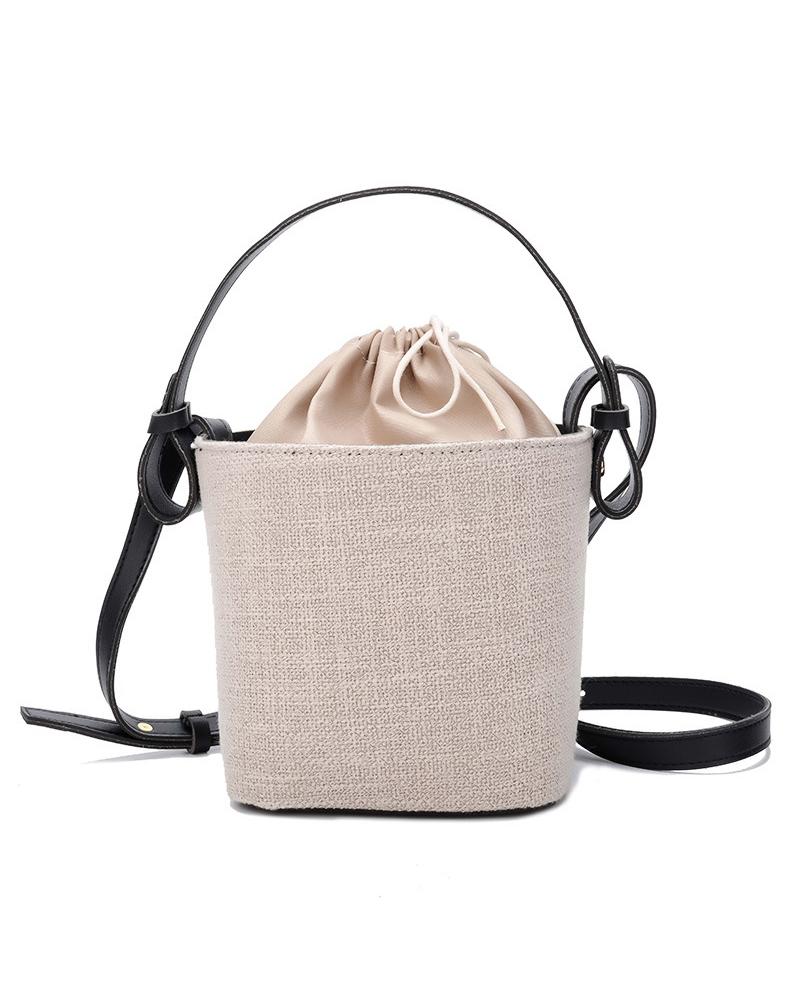 

Colorblock Bucket Lace-up Shoulder Bags, Black