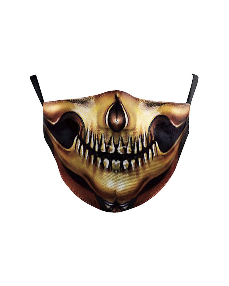 

Skull Cartoon Print Breathable Face Mask, Yellow