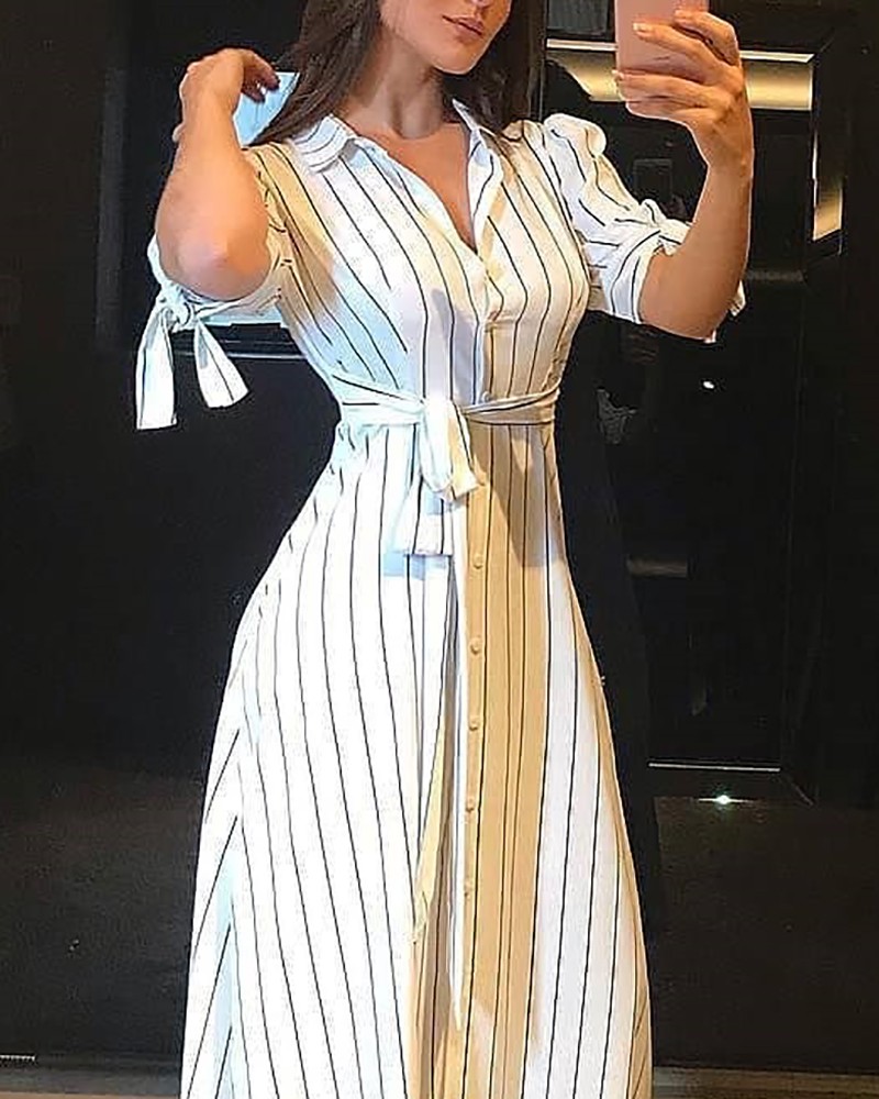 striped button up maxi dress