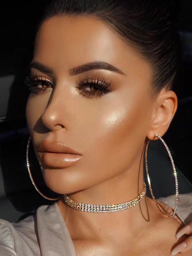 

Oversized Shiny Delicate Hoop Earrings, Gold