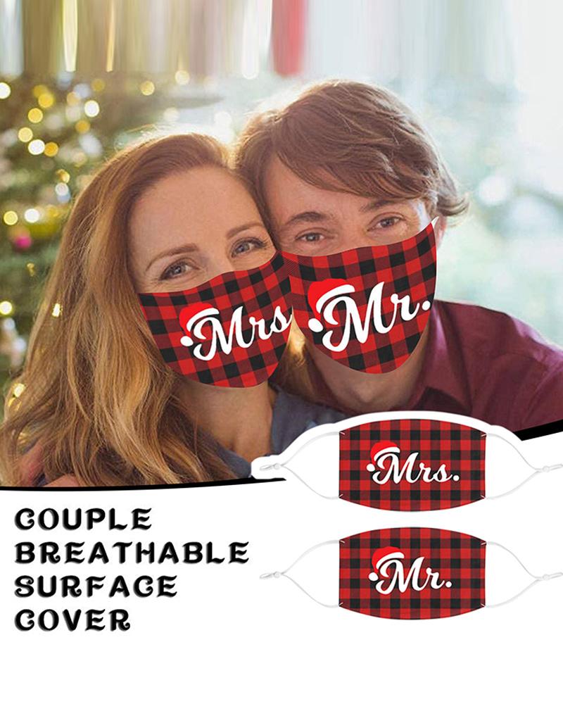

2PCS/Set Couple Plaid Letter Print Filter Face Mask, Style5