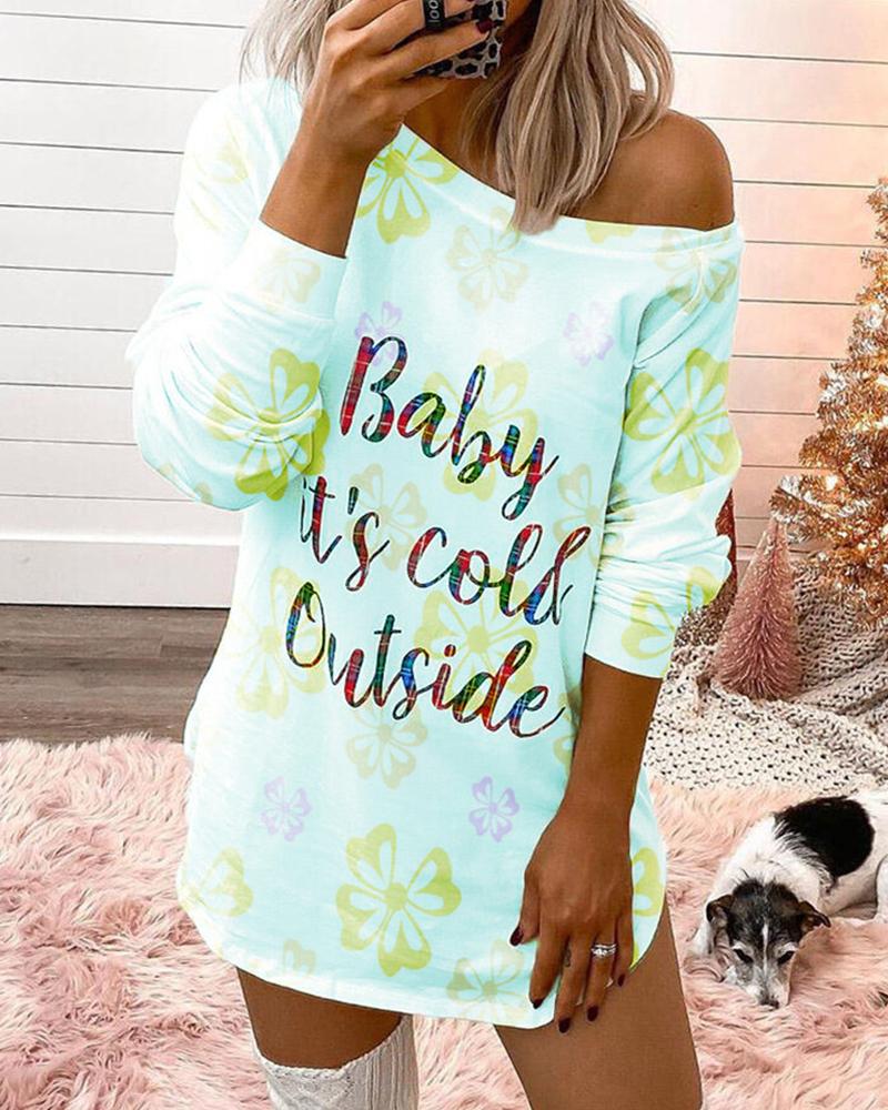 

Tie Dye Long Sleeve Loose Print Sweatshirts, Sky blue