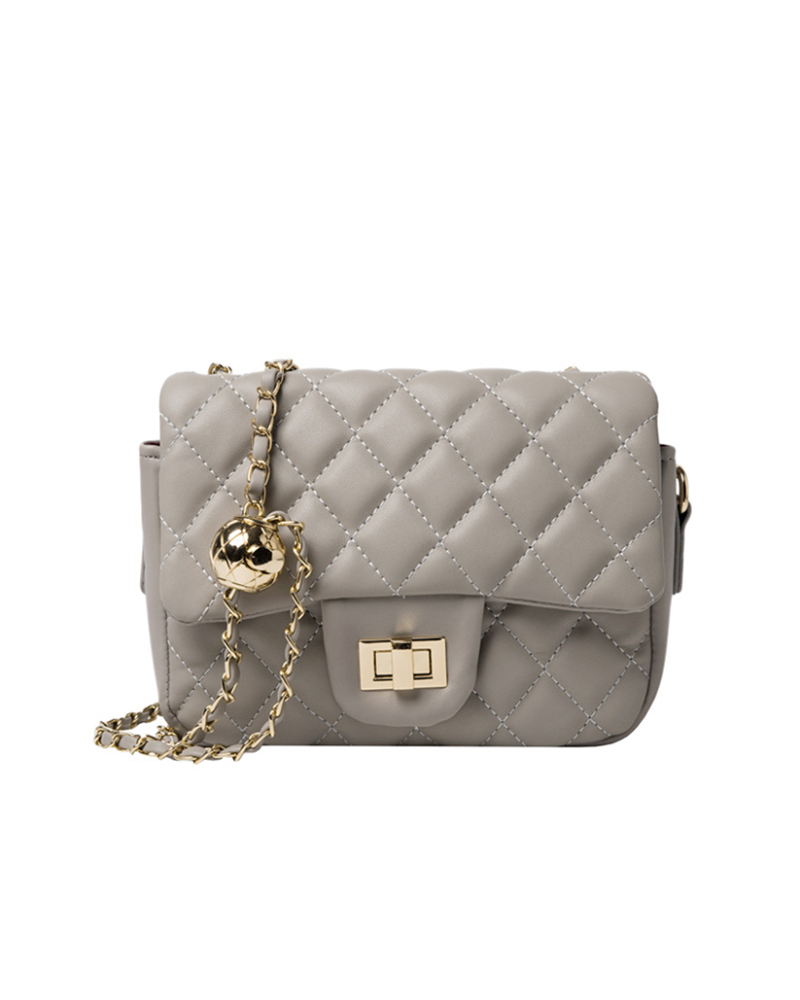 

Quilted Flap Chain Shoulder Bag, Gray