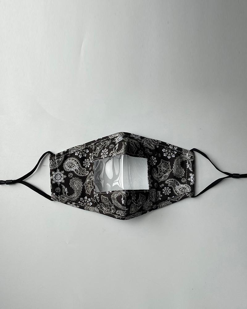 

Paisley Print Visible Face Mask, Black