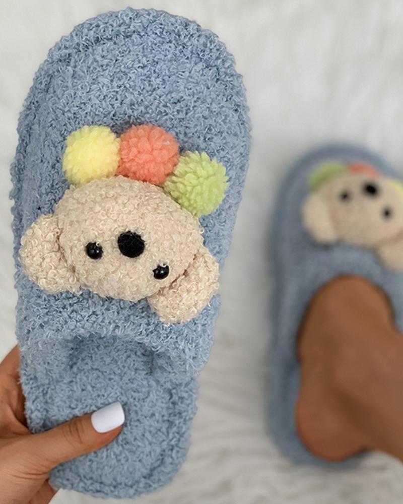 

Cartoon Design Fluffy Slippers, Blue