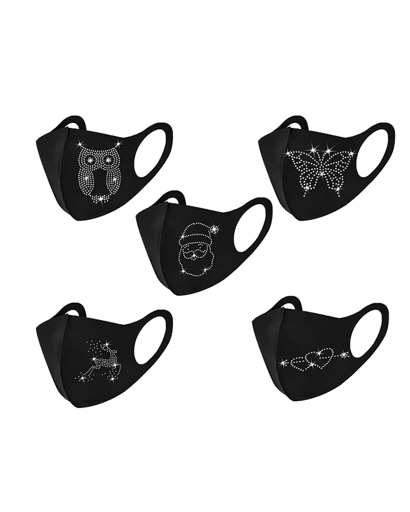 

5PCS/Set Mutil Pattern Studded Breathable Face Mask, Style5