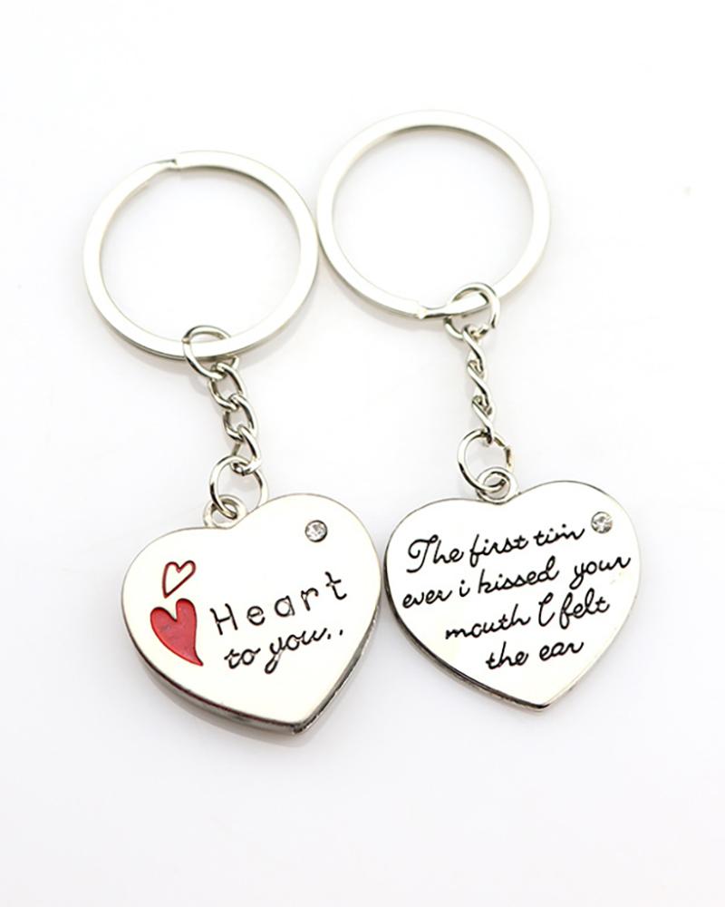 

Valentine's Day Heart & Letter Charm Keychain, Silver