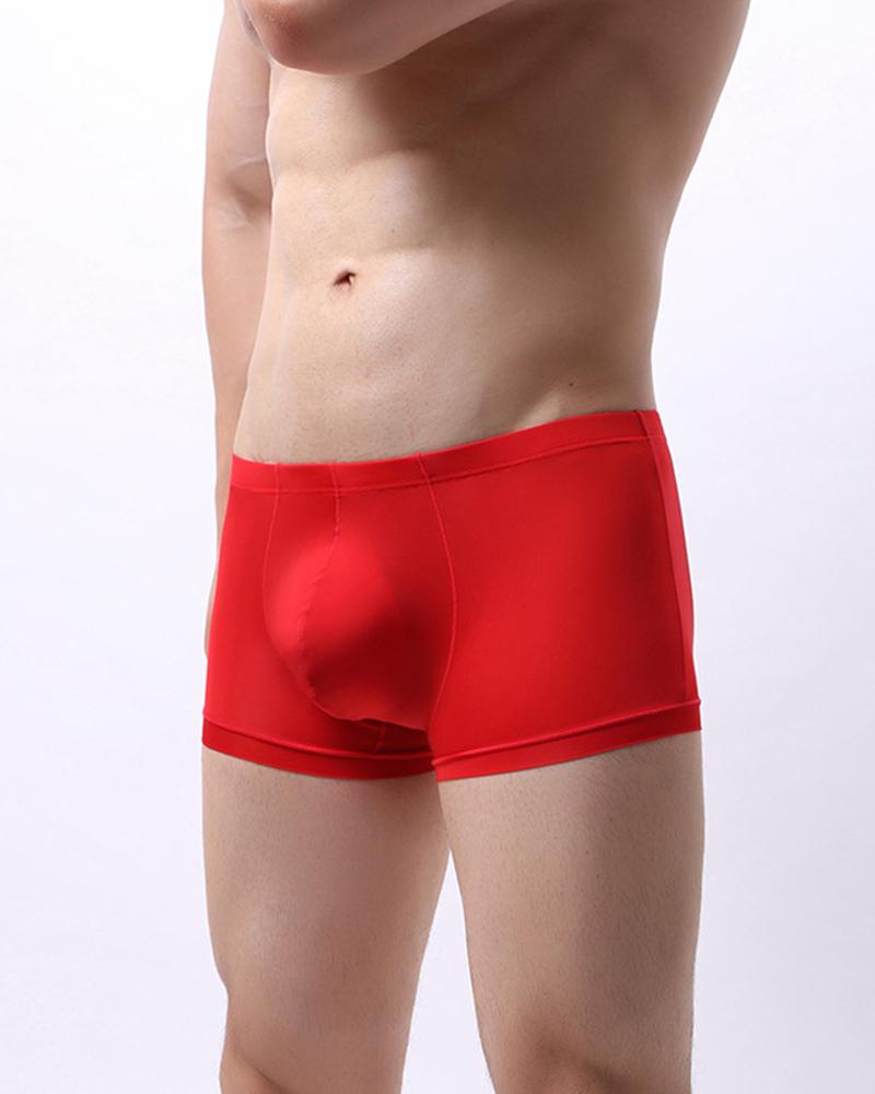 

Solid Color Low Waist Skinny Silk Underpants, Red