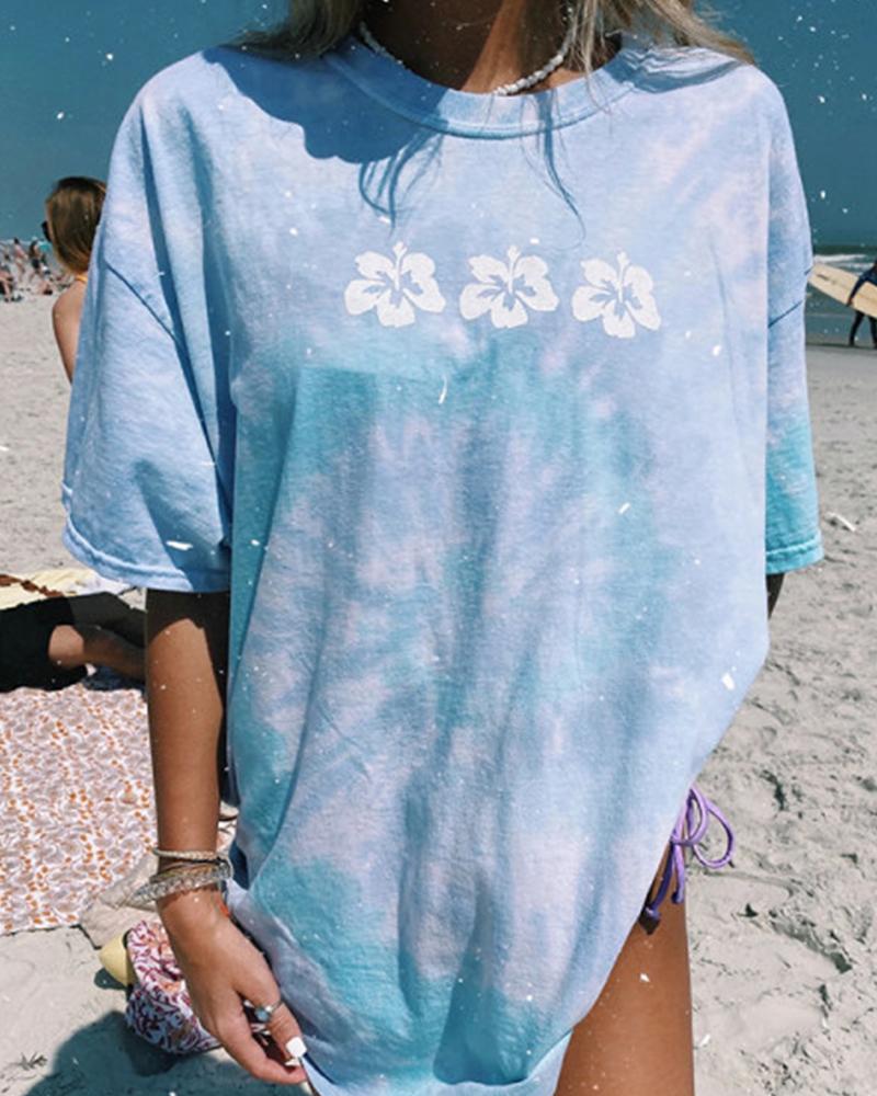 

Tie Dye Casual Top, Blue
