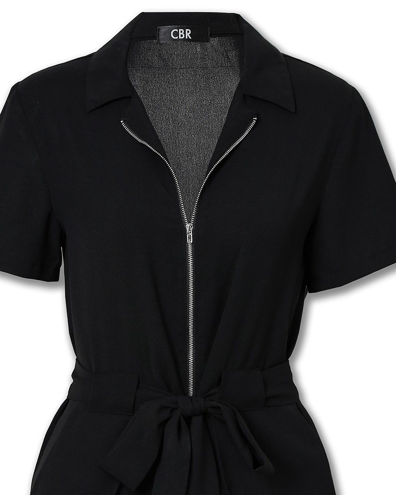 short sleeve zipper romper