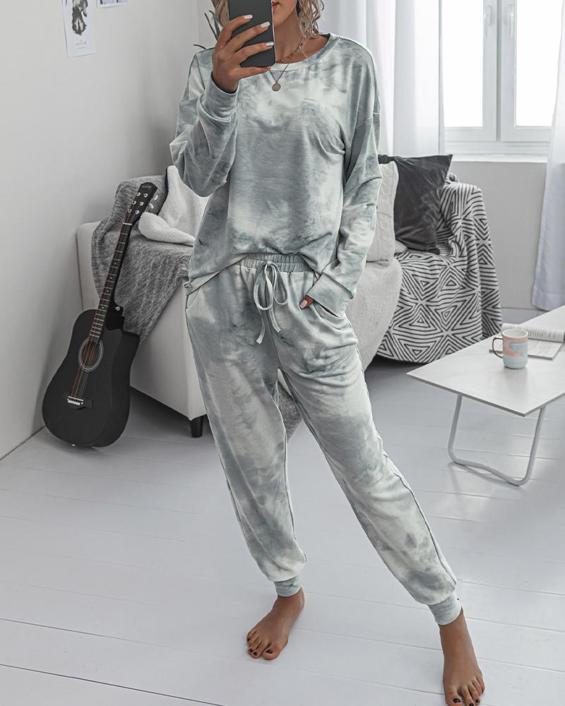

Sports Tie Dye T-shirt Pants Sets, Gray