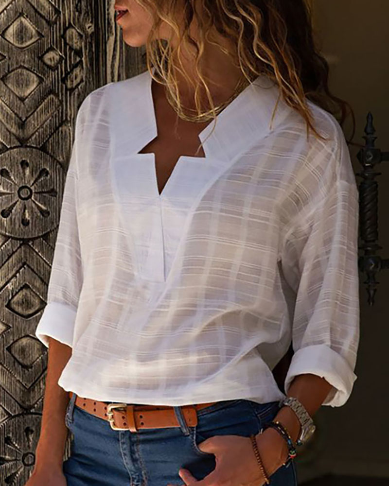 

Star Neck Design Casual Shirt, White