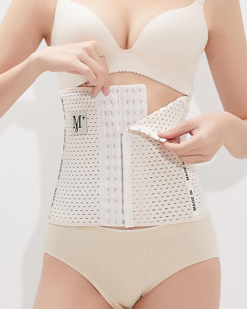 

3 Row Hook Waist Trainer, Apricot