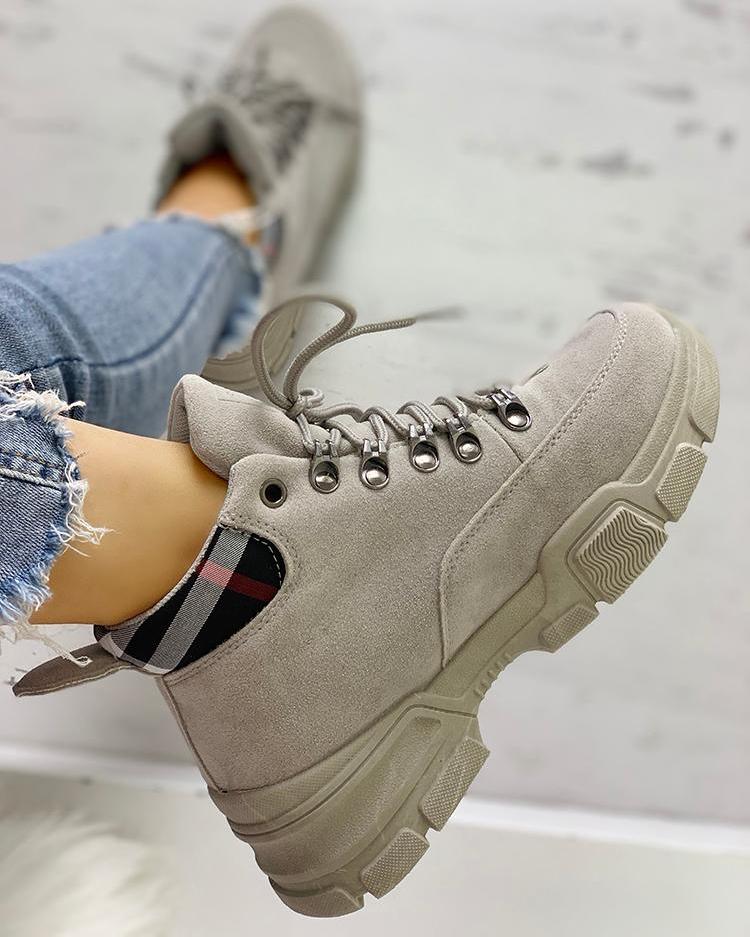lace splicing muffin casual sneakers