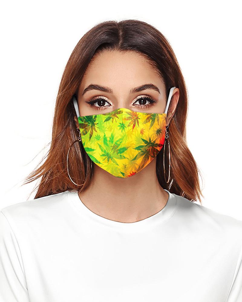 

Sunflower Leaf Print Breathable Face Mask, Yellow