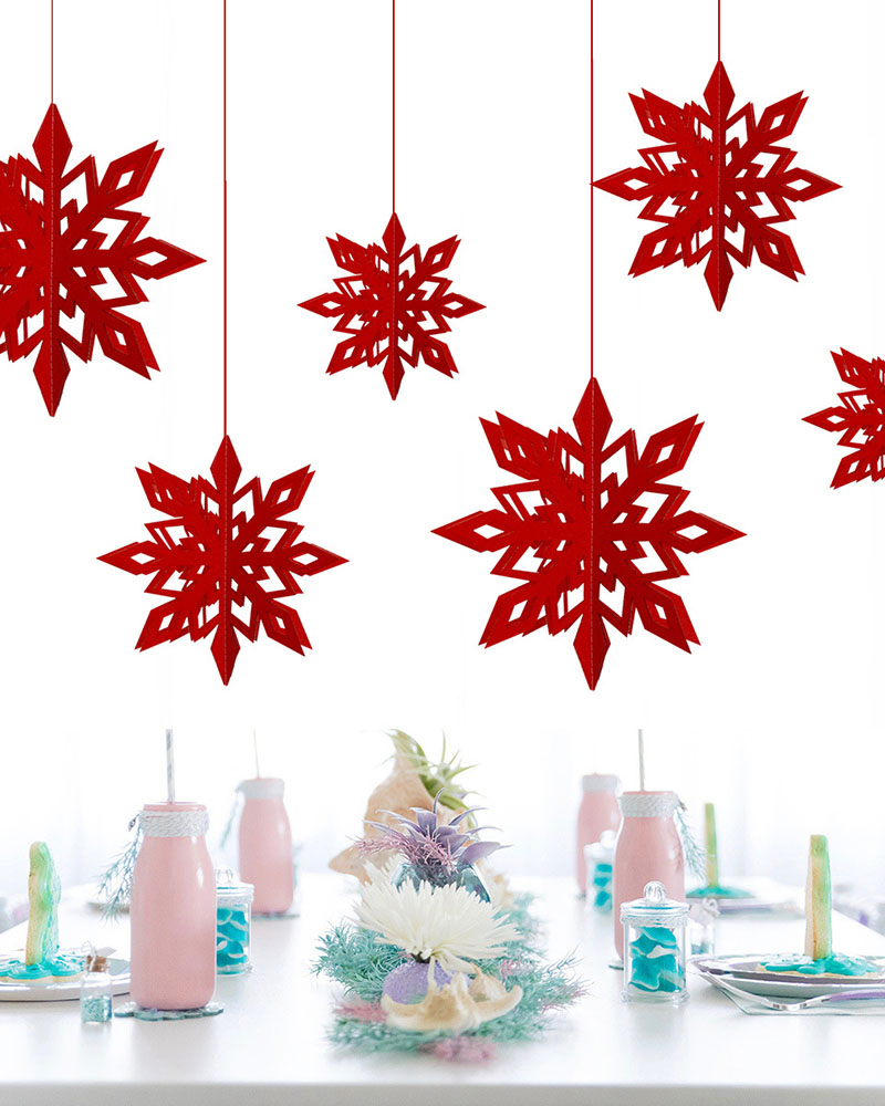 

Set 3D Christmas Snowflake Hanging Decorative Pendant, Red