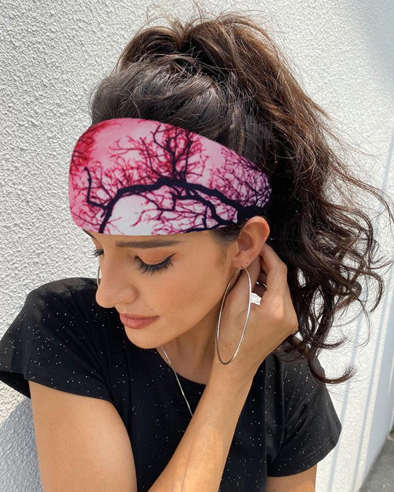 

Print Yoga Running Elastic Headwraps Hair Band, Red