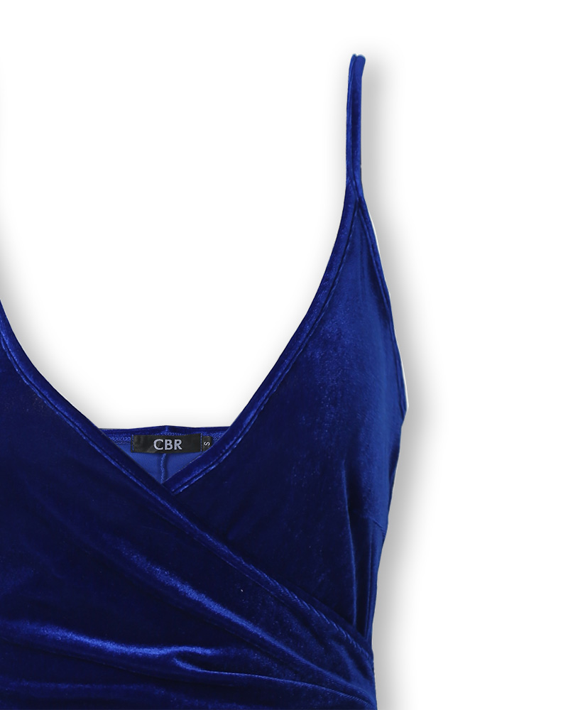 irregular wrap velvet bodycon dress