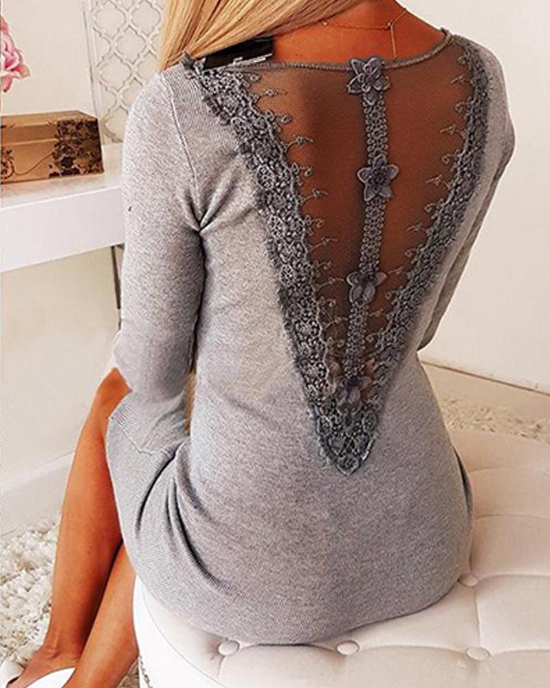 

V Neck Zipper Bodycon Mini Dress, Gray