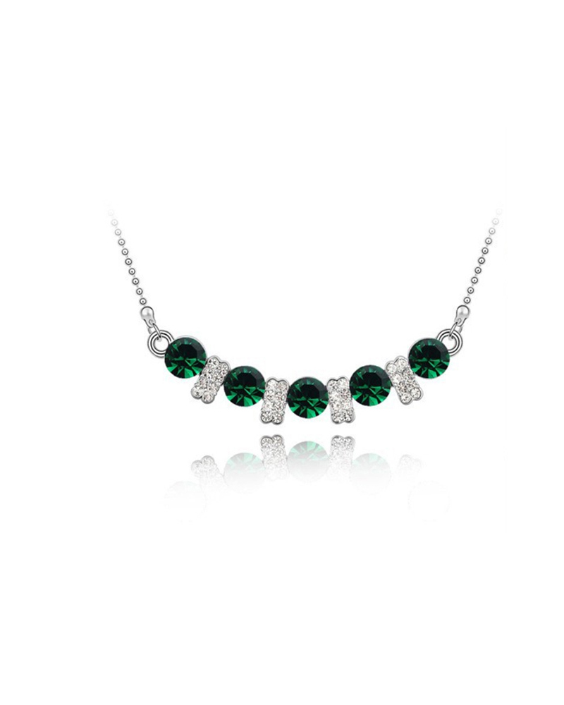 

Rhinestone Studded Colorblock Chain Necklace, Green