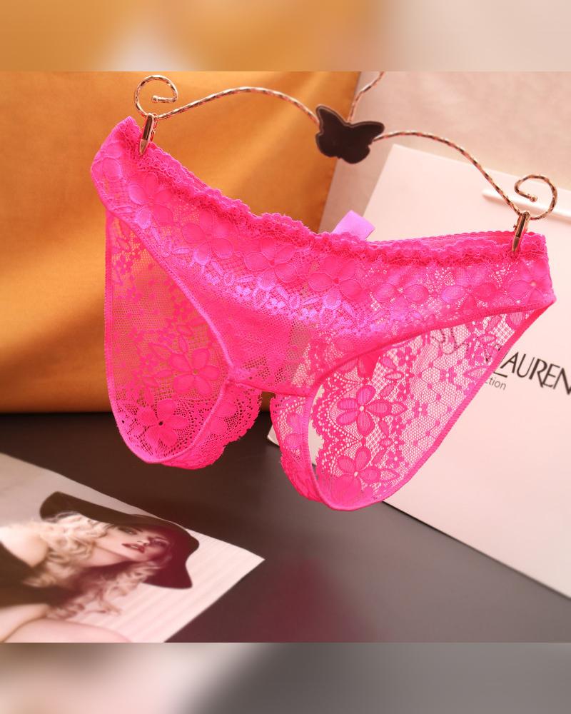 

Solid Lace Skinny Panties, Hot pink