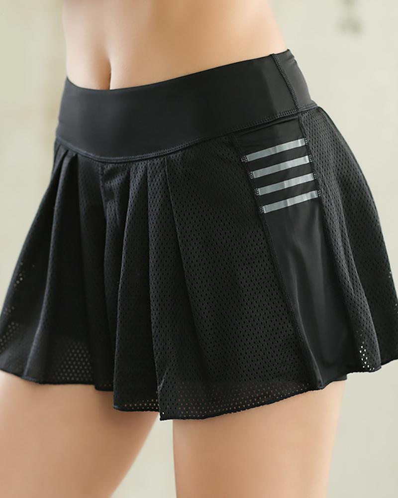 

High Waist Skirt With Athletic Shorts Gym Tennis Skorts, Black