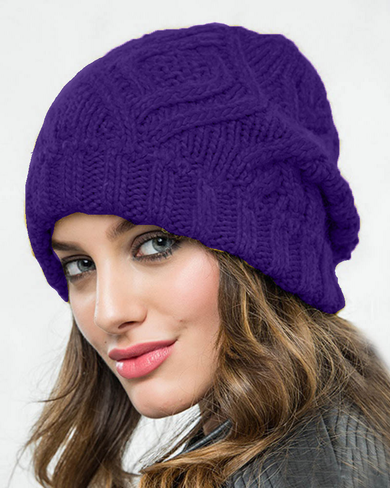 

Wram Braided Plain Beanie, Purple