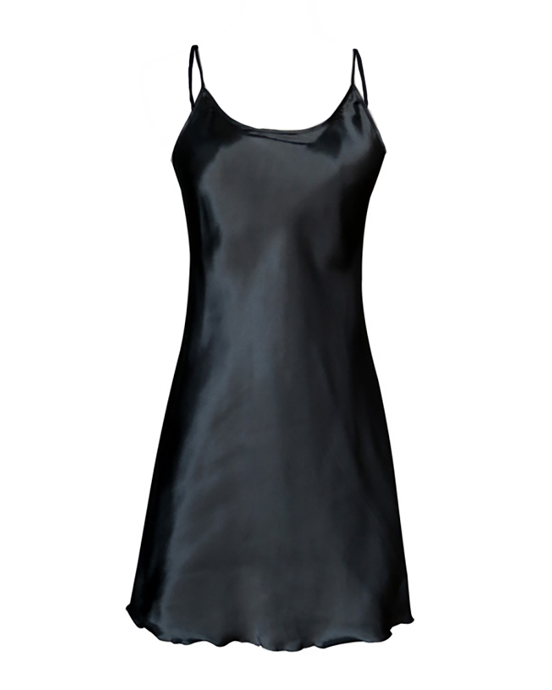 

Plain Spaghetti Strap Nightgowns, Black