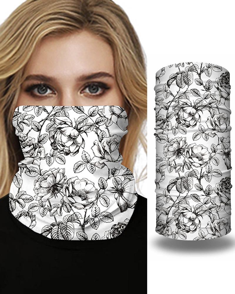 

Floral Print Breathable Face Bandana Magic Scarf Headwrap Balaclava, White