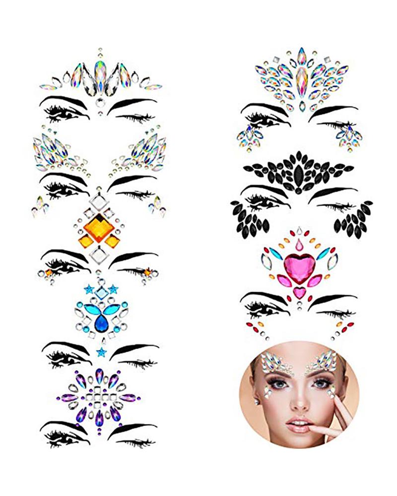 

Face Gems Tattoo Stickers Acrylic Crystal Glitter Stickers, Style2