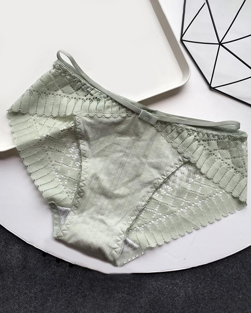 

Bowknot Decor Cross Bandage Hollow-out Panty, Green