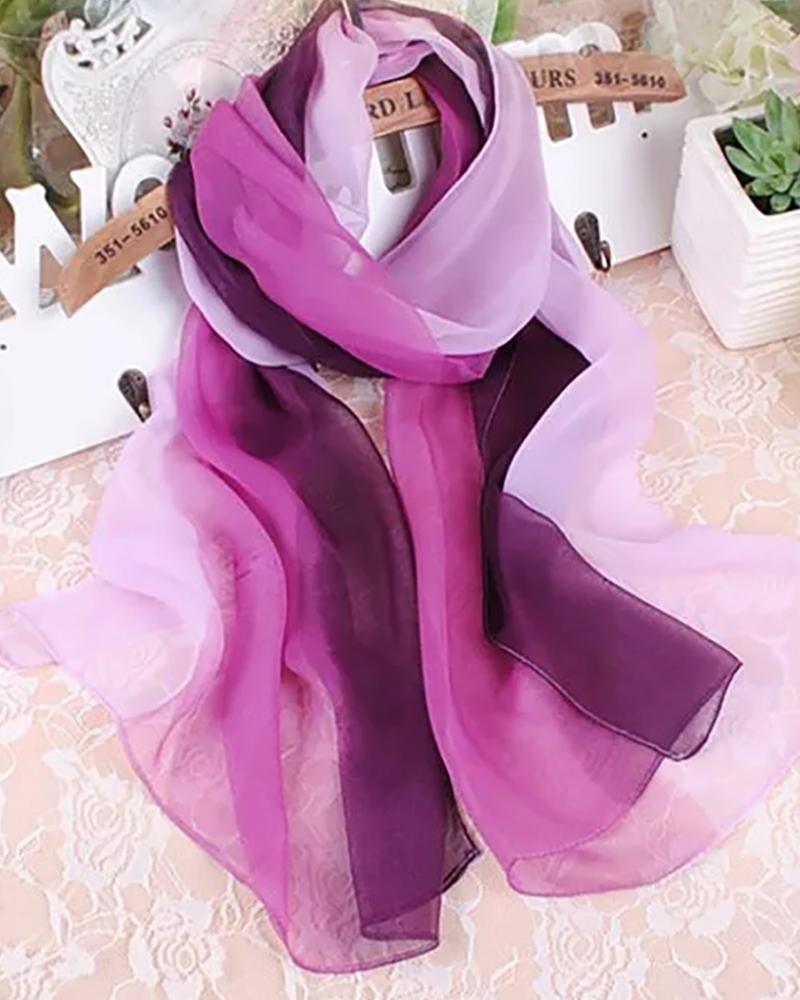 

Colorblock Mesh Scarf, Purple