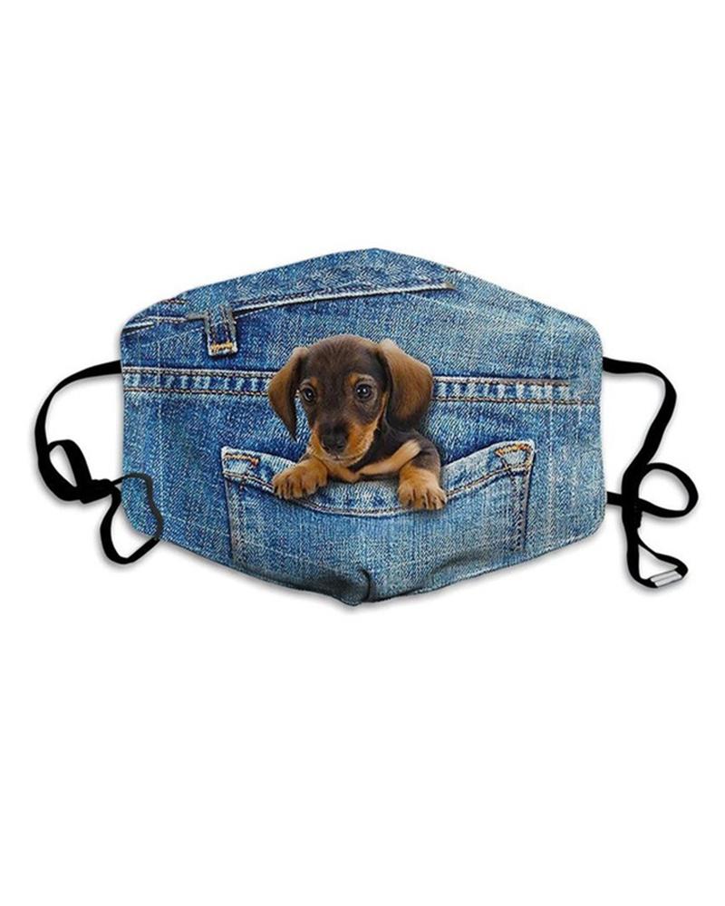 

Denim Animal Pattern PM2.5 Filter Breathable Face Mask, Style2