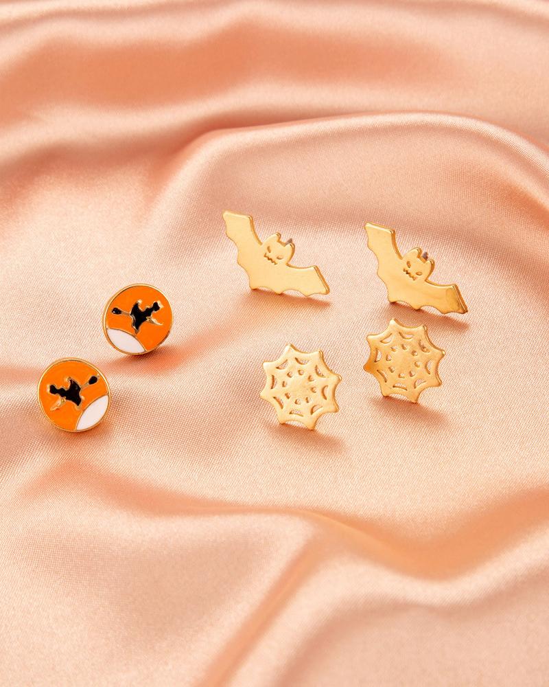 

3pairs Halloween Mixed Pattern Earring Set, Style8
