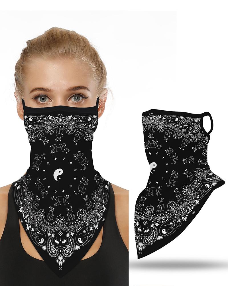 

Print Breathable Ear Loop Face Cover Windproof Motorcycling Dust Outdoors, Black