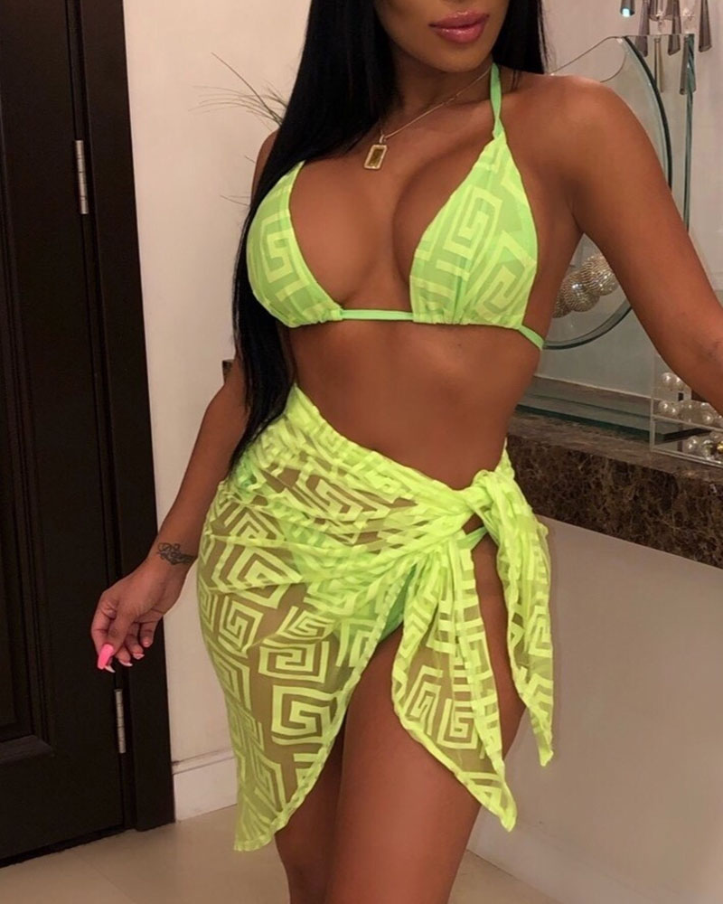 3 piece bikini set with skirt