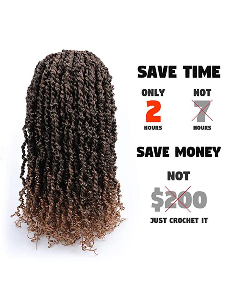 

20 Inch Synthetic Ombre Crochet Twist Hair Wig, Brown