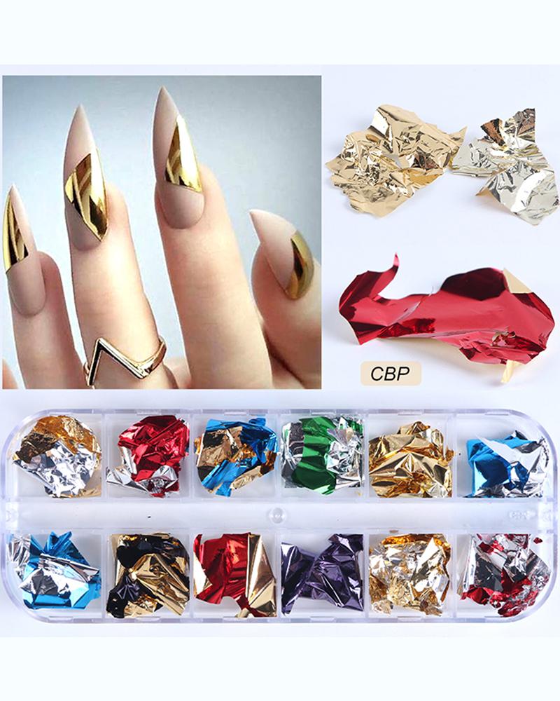 

1Box/12pcs Nail Art Decoration Random Gold Foil, Style1