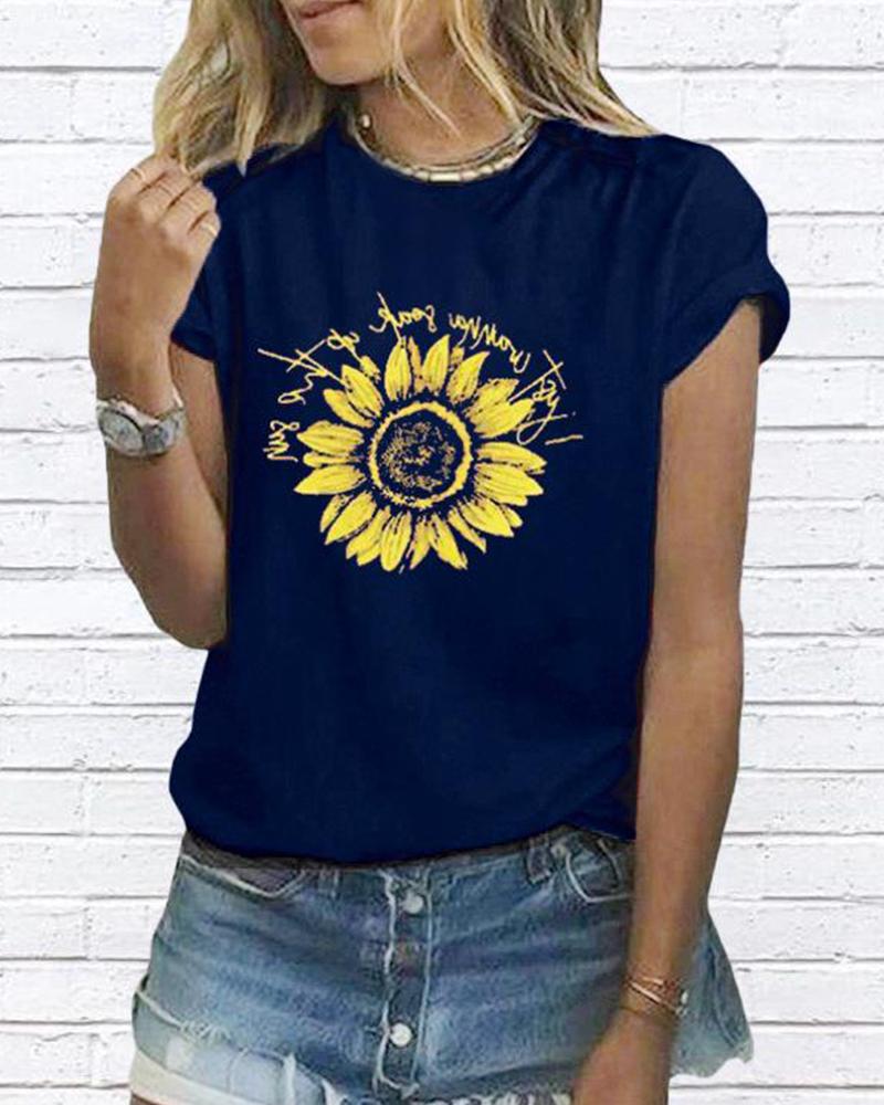 

Sunflower Print T-Shirt, Blue
